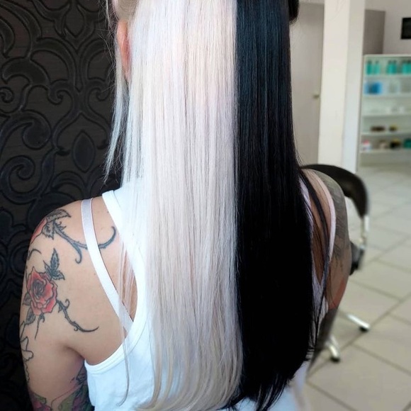 24” BLACK & WHITE STRAIGHT SPLIT DYE LACEFRONT WIG